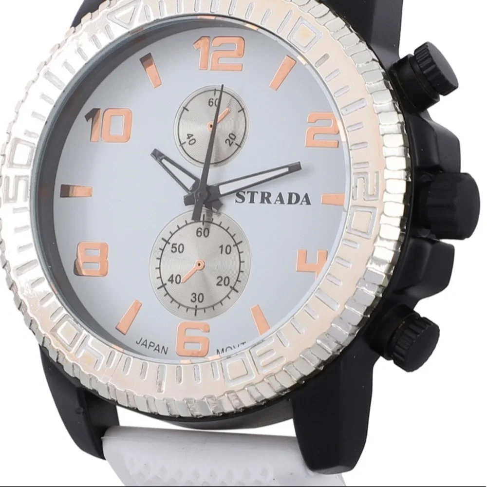 Watch with White Silicone Strap
